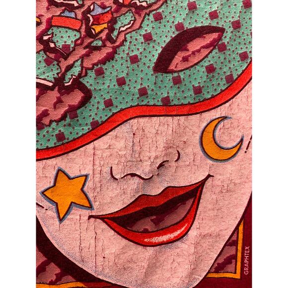 80s New Orleans MARDI GRAS GRAPHTEX T Shirt |1987 Single Stitch Mask Graphic - Picture 4 of 10
